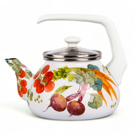 Enamel Kettle 2.3-qt, Tea Kettle, Tea Pot Stovetop for Hot Water Fast to Boil, Teapot for Stovetop, Hot Water Kettle Teapot (Vegetable Garden)