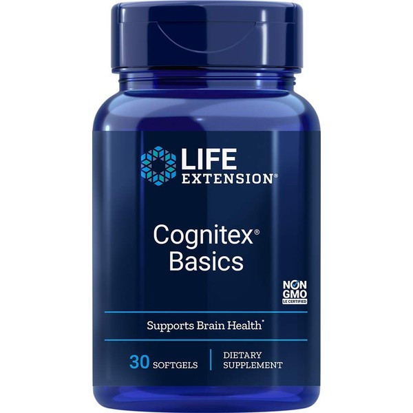 Life Extension Cognitex Basics - Brain Health Supplement - For Memory, Focus, Attention, Cognitive Performance and Inflammatory Response - Non-GMO, Gluten-Free - 30 Softgels