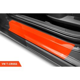 Luxshield Car Door Sill Protectors for VW T-Cross C1 I 2019-2025 - Paint Protection Film for Car Kick Plates Panel Covers Carbon