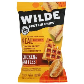 Wilde Protein Chips, Chicken & Waffles, 10g Protein per Serving, Real Ingredients, 100% Natural, Paleo, Gluten Free, 2.25 Ounce (Pack of 12)