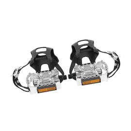 A ABSOPRO Pair Bicycle Pedals with Toe Clip Foot Strap Reflective Strap Item Replacement
