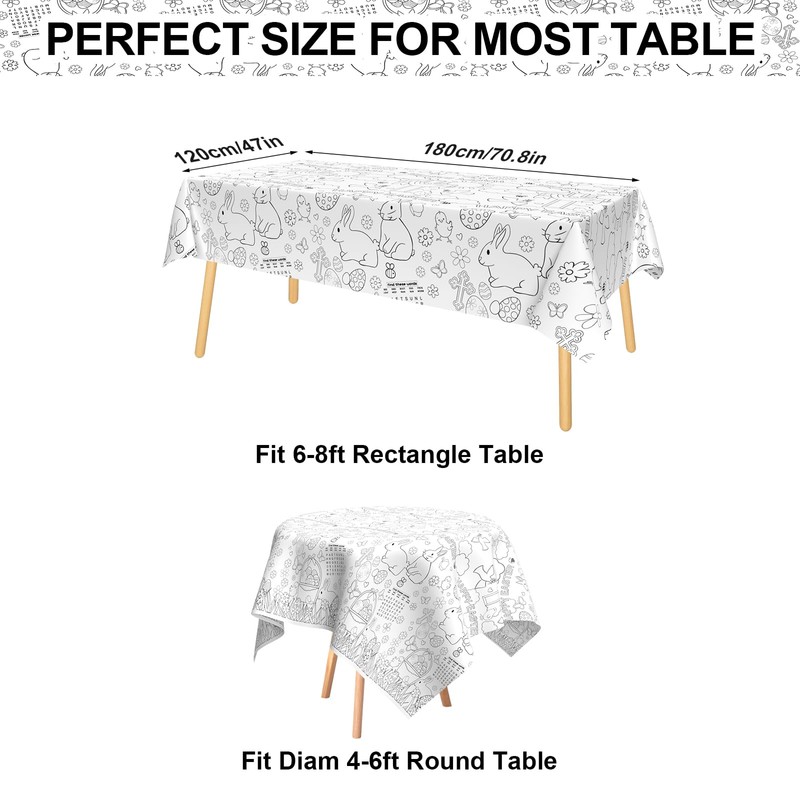 Xinvery 2 x Paper Tablecloth for Colouring, Easter, Easter Tablecloth,