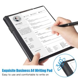 Casenly Clipboard Folder A4, PU Faux Leather Conference Folder, Writing Case, Notepad, Document Folder, Leather Portfolio Folder Clipboard, Business Folder Organiser for Men and Women