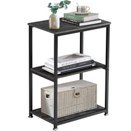 VECELO Tall End Side Table,30" Height Nightstand with 3-Tier Storage Shelf for Living Room Bedroom Office Hallway Study