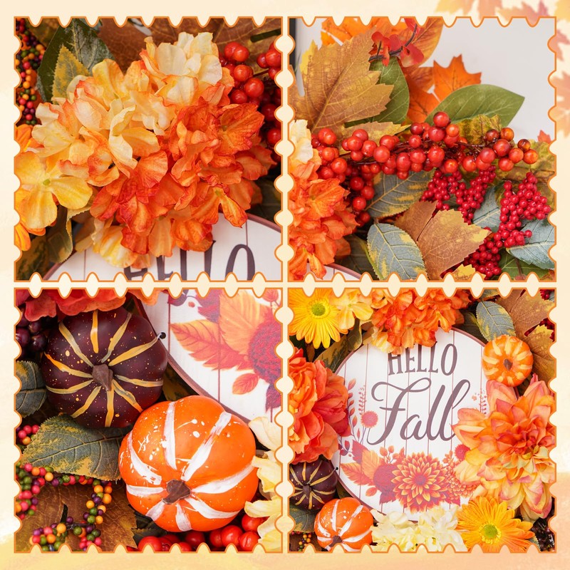 Fall Wreaths for Front Door 24" Autumn Harvest Wreath with