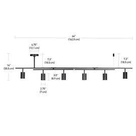 Globe Electric 59829 "West 64"" 6-Light Track Lighting, Matte Black, Center Swivel Bars