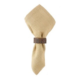 Park Designs Bark Edge Wood Napkin Ring Set of 4 | Rustic Natural Acacia Wood Napkin Holders with Textured Bark Edging | Farmhouse, Lodge & Boho Table Decor | Eco-Friendly Dining Accent