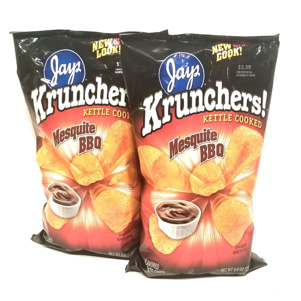 JAY'S BIG BAG MESQUITE BBQ KRUNCHERS Potato Chips 2 Pack 8oz bags