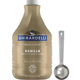 Ghirardelli Vanilla Sauce, 87.3 Ounce Bottle - with Ghirardelli Stamped Barista Spoon