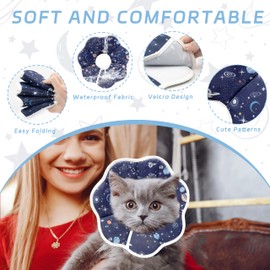 Maiiu Soft Adjustable Cat Cone Collar, Comfortable Cat Recovery Collar Suitable for Various Types of Cats,Elizabethan Neck Protective Collar for Cats After Surgery (Dark Blue, Small)