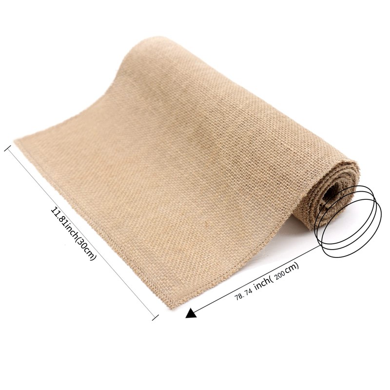HCTX Jute Table Runner,30*200cm Hessian Roll, Burlap Fabric,Natural Rustic Table