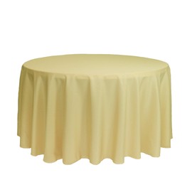 YOUR CHAIR COVERS - 120 Inch Round Premium Polyester Tablecloth - Pastel Yellow, Linen Table Cloth for Standard Round Tables