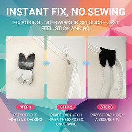 Anyhorse Bra Underwire Repair Patches – Butterfly Shape | 2 Pairs | Peel & Stick Fix for Exposed Bra Wires | Soft, Invisible, No-Sew Solution (01 Black)