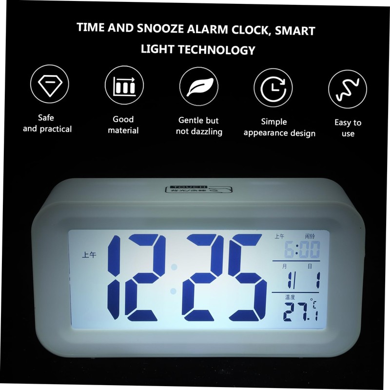 FUNOMOCYA Upgrade Temperature LCD Alarm Clock Mute Mini Smart Digital