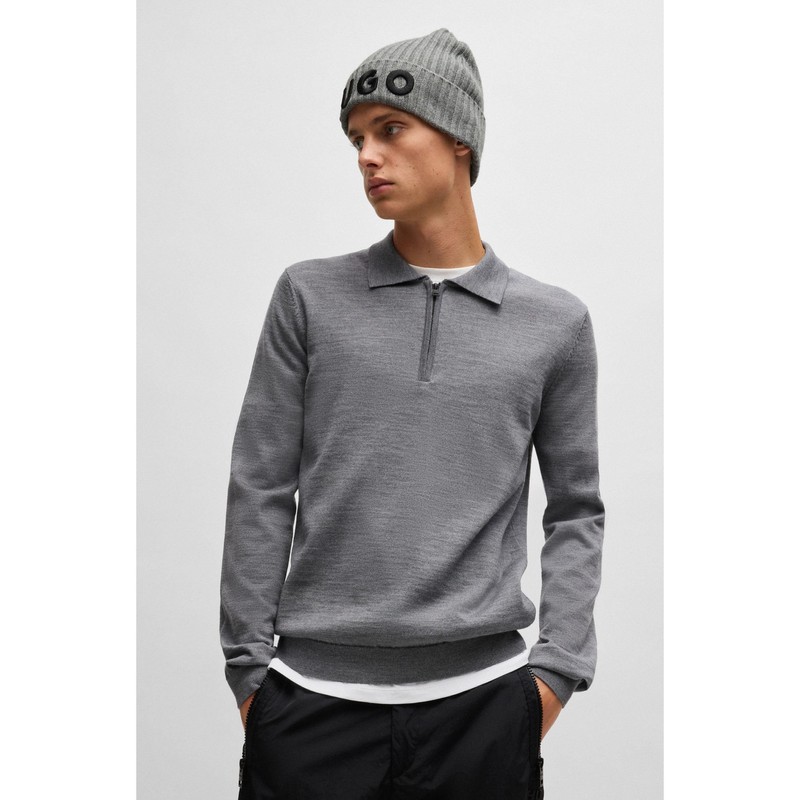 HUGO Men's Beanie, Medium Grey