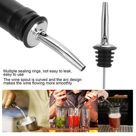 Chazcool Vertedores de Botellas Vino, Boquilla para Verter Aceite Acero Inoxidable, Tapón Cónico con Tapas para Polvo de Vino y Cepillo, Dispensador de Vertido Accesorios Utensilios para Bar Cocina