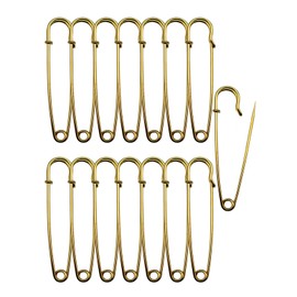 Large Safety Pins,15Pcs 63mm/2.5" Large Safety Pins Heavy Duty Metal Big Safety Pins for Clothes Extra Large Gold Safety Pins for Thick Fabric,Leather,Canvas Fixed Blankets,Shawl,Diapers