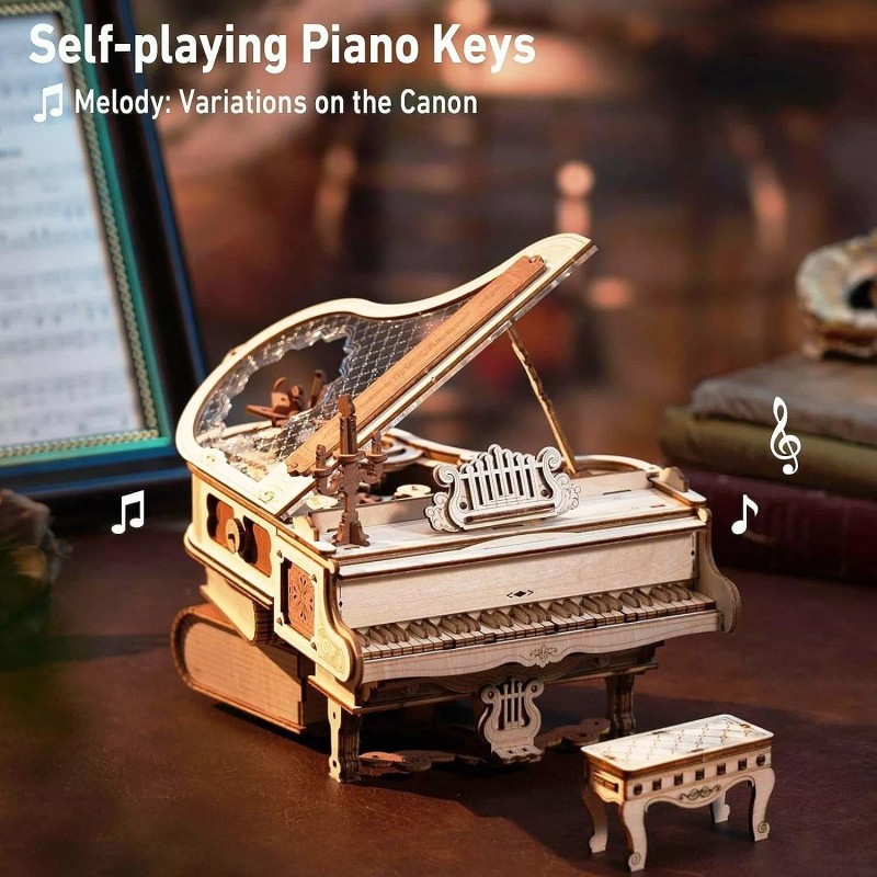 ROKR 3D Wooden Puzzle Magic Piano Music Box DIY Building