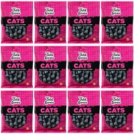 Gustaf's Dutch Licorice Cats - 12 Pack of 5.2oz Bags - Sweet Black Licorice Cats - Dutch Candy from Netherlands - Sweet Black Liquorice Treats