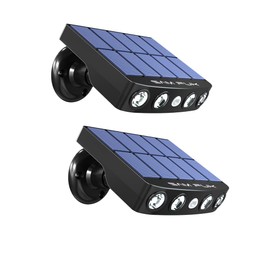 Sam Fuk Solar Outdoor Lights, Motion Sensor Flood & Security Lights with Mock Security Camera Design, 4 Big LED Beads,IP65 Waterproof, and Long-Lasting Battery. (Day Light, 2pack)