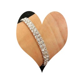 Wendalern Cubic Zirconia Tennis Bracelet Layered Crystal CZ Chain Bracelet Silver Tennis Chain Bracelet Diamond Round Bracelet Wedding Rhinestone Bracelets Jewellery for Women Girls (Double Layer),