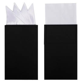 Prebafo Mens Pre-Folded Pocket Squares for Suits - 2PCS Elegant Handkerchiefs with Triangle Fold Design, for Suit Accessories Formal Tuxedo Accessories (White Black)