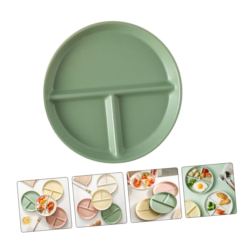 Housoutil Ceramic Divided Plate for Adults Three-Compartment Portion Control Dish