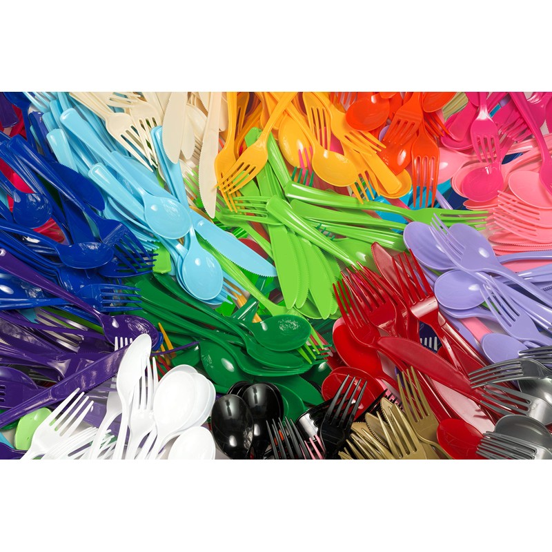 Exquisite Solid Color Premium Plastic Cutlery, Heavy Duty Plastic Disposable