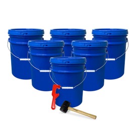 ePackageSupply 5 Gallon Plastic Bucket with Airtight Lid I Food Grade Bucket | BPA-Free I Heavy Duty 90 Mil All Purpose Pail I Made in USA | One 12' Rubber Mallet & One Lid Opener is Included
