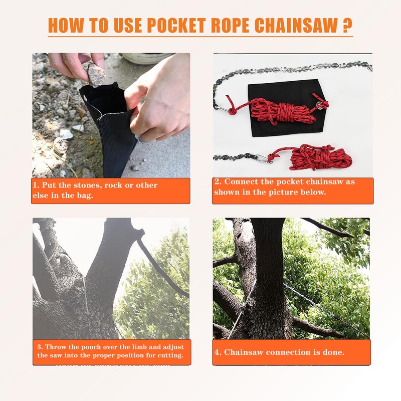 53 Inch Hand Rope Chain Saw, High Tree Limb Chain