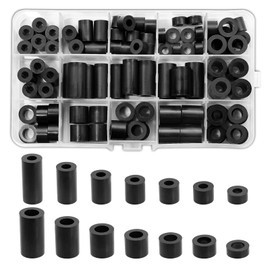 Pack of 81 Round Spacers, Plastic, ABS Washers, M6/M8 Round Spacer Sleeves, Black Nylon Spacer Sleeves, for Electric Screws, Switch and Socket