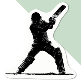 4 x Small 50mm 'Cricket Player ' Permanent Sticker Decals for Cars/Windows/Bins/Walls etc (DW00131364)