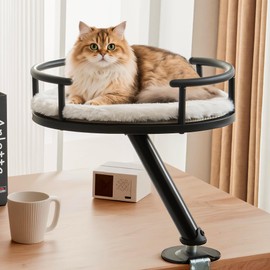 IFNOW Cat Desk Bed - 360°Rotation, Cat Bed for Indoor Pet Supports 42 lbs, Elevated Desk Nest Pet Perch for Work, Desktop Attachment Perch for Home Office, Cat's Beds Kitten Furniture Accessories