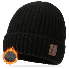Men's Winter Warm Beanie Hat with Fleece Lining Warm Fleece Running Hat Beanie Women's Men's Hat Winter Windproof Knitted Hats