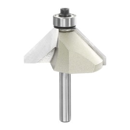 sourcing map 45 Degree Chamfer Router Bit 1/4 Inch Shank 7/8" Cutting Edge Carbide Tip with Bearing for Woodworking Milling Cutter Tool, Gold