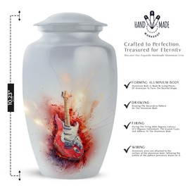 YATHABHISA Guitar Cremation Urn for Human Ashes, White Musical Memorial Urns, Decorative Keepsake for Men & Women, Combo (1Pc 10 Inch & 2Pcs 3 Inch)