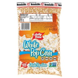 Jolly Time Unpopped Popcorn Kernels, Gourmet Popping Corn for Air Popper Machine or Stovetop, Non-GMO (White Pop Corn, 2 Pound (Pack of 4))
