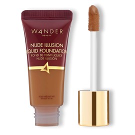 Wander Beauty Nude Illusion Liquid Foundation - Rich Deep - Medium to Full Coverage with Niacinamide & Lotus Extract - Natural Skin Finish - Blurs, Conceals & Contours - Travel-Friendly Tube