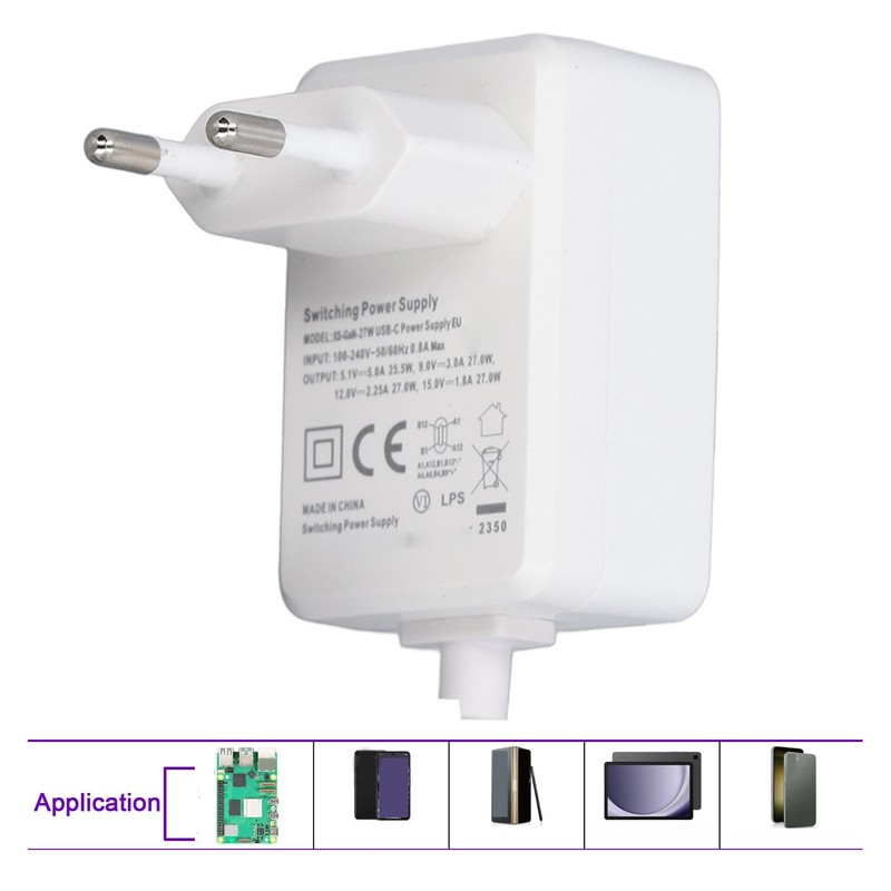 for Pi 5 Power Supply 5.1V 5A 27W PD USB