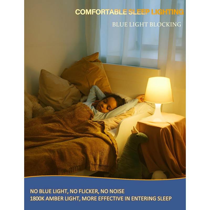 ZEQIDOU Amber Sleep Light Bulbs Dimmable, Blue Light Blocking, A15