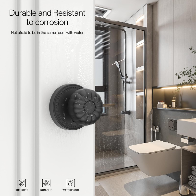 Amerdeco 2 Pack Privacy Matte Black Door Knobs,Black Door Knobs