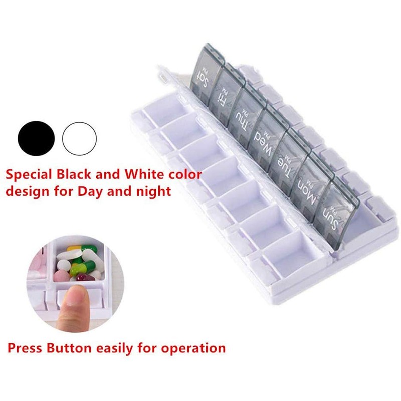 Black & White - Pill Box 7 Day with 14