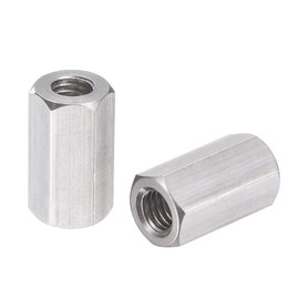 sourcing map M5 x 0.8-Pitch 15mm Length 304 Stainless Steel Metric Hex Coupling Nut, 10-Pack