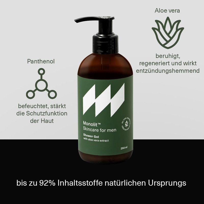 Monolit Duschgel für Männer mit Aloe- und Sandelholzduft – Reinigend,