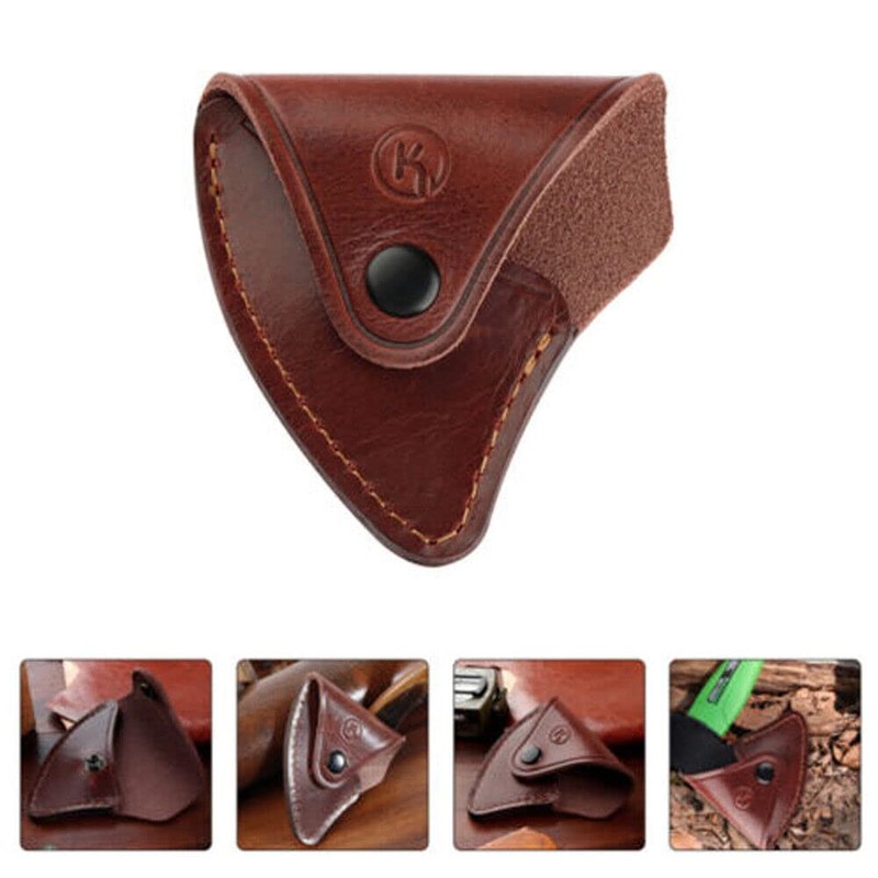 TEAMWILL 1pc Durable Leather Axe Holster Hatchet Head Cover Axe