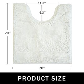 AINAHYVA Toilet Rugs U-Shaped,Super Absorbent Chenille Bathroom Rugs and Strong PVC Non-Slip Backing for Toilets Rug Set,Machine Washable,Bath Mats for Bathrooms,20"x 20",White