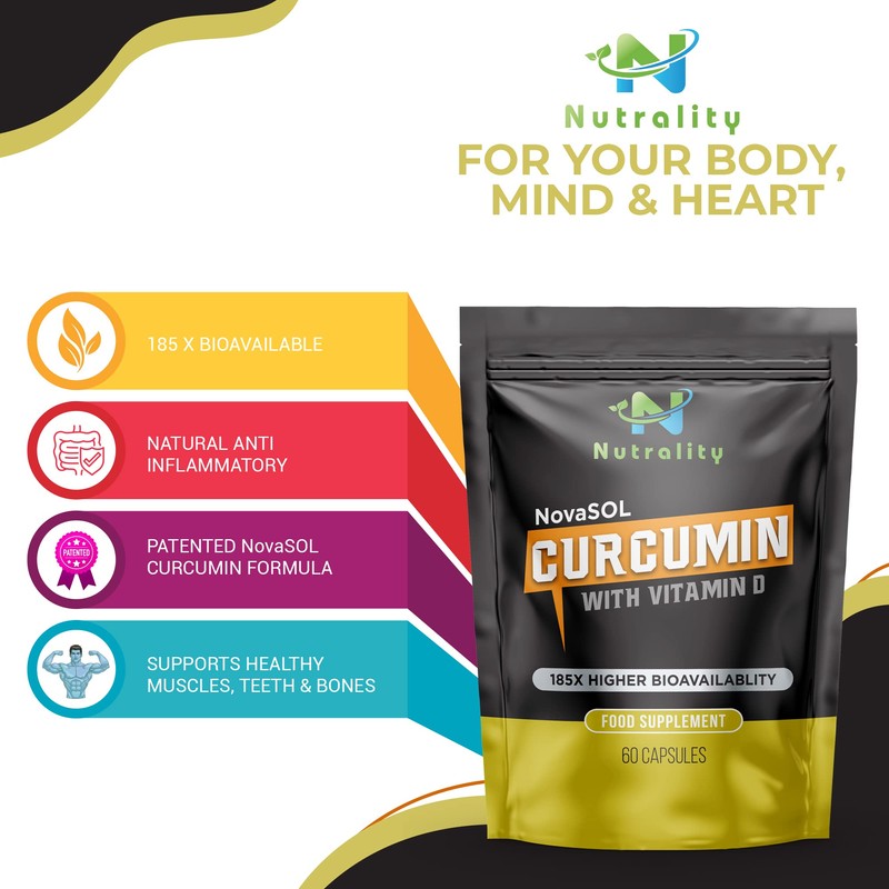 Nutrality Liquid Turmeric Curcumin Supplement, 1000mg per Serving, NovaSOL Extra