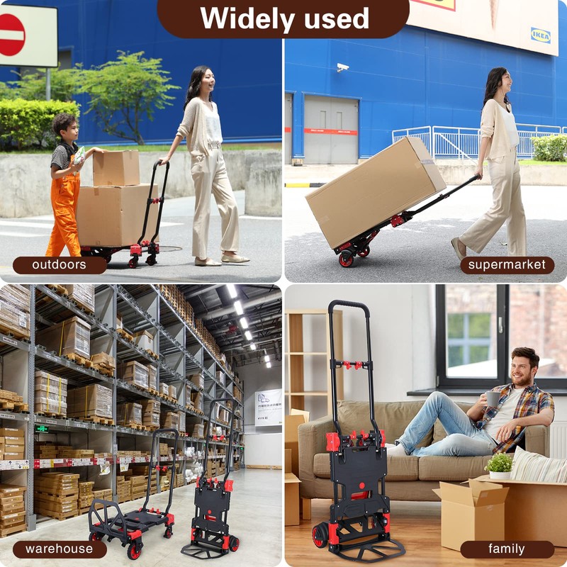 2-in-1 Folding Hand Truck Dolly 330LB Load Carrying,Hand Truck Foldable