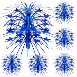 Memorywuu 6 Pcs Blue Foil Spray Centerpieces for Tables Metallic Star Table Decorations for Birthday Graduation Party Favor Supplies New Year Photo Booth Props, 8.7 Inch Tall