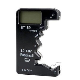 Digital Tester Universal BT189 with LCD Display, Compatible with Types D, C, AA, AAA, N, LR44, 9V 6F22, Precise Power Management and Use for Electronic Devices, Portable and Lightweight Design